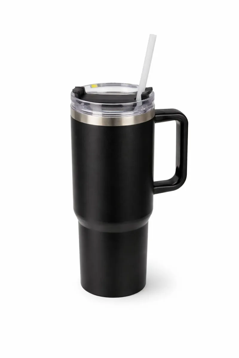 Insulated Travel Tumbler with Handle and Straw