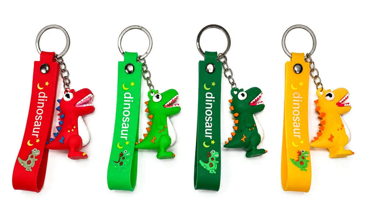 Dinosaur Character Keychain with Dinosaur Strap 4 Colour Variants