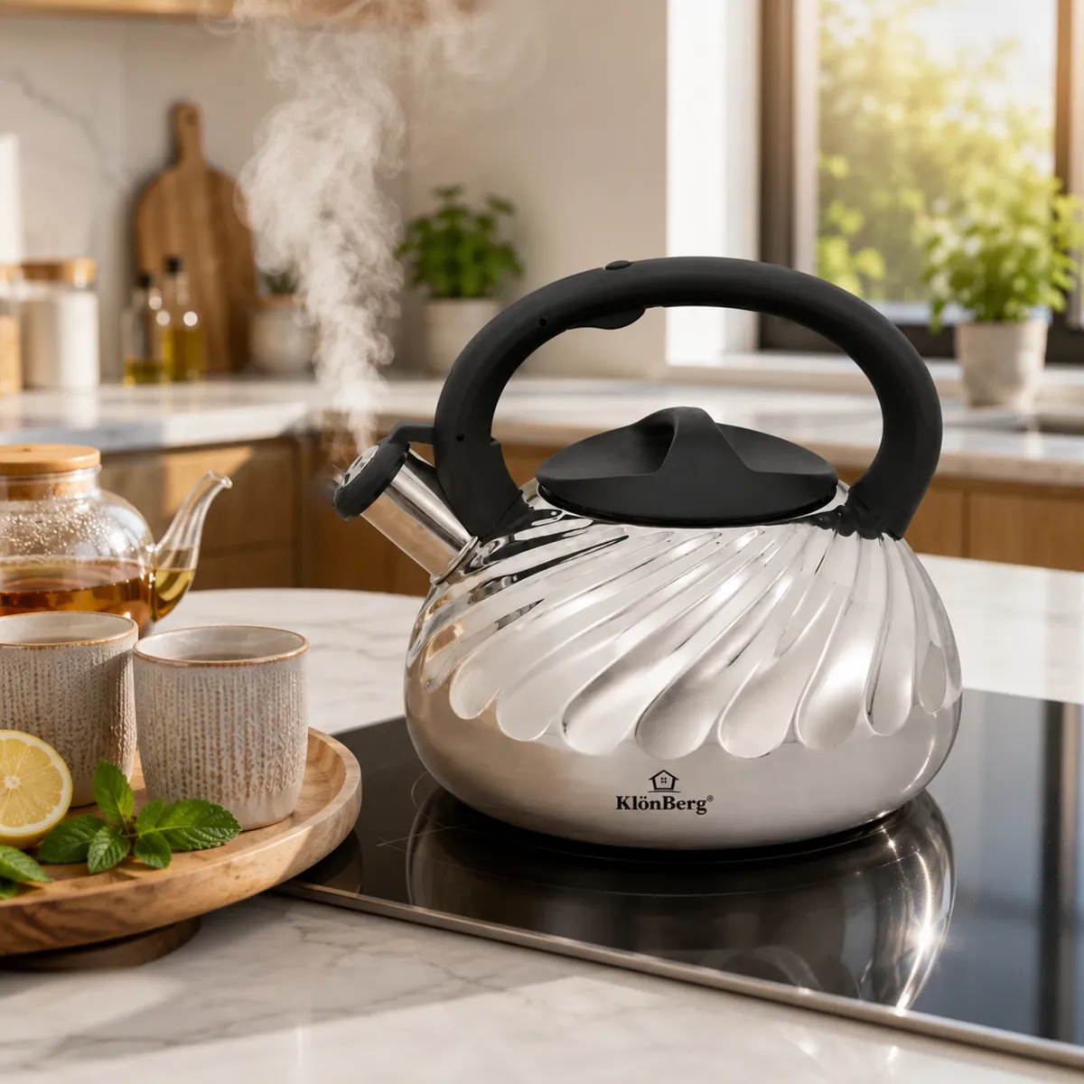 Stainless Steel Whistling Kettle 3.0L Silver Mirror Finish Induction
