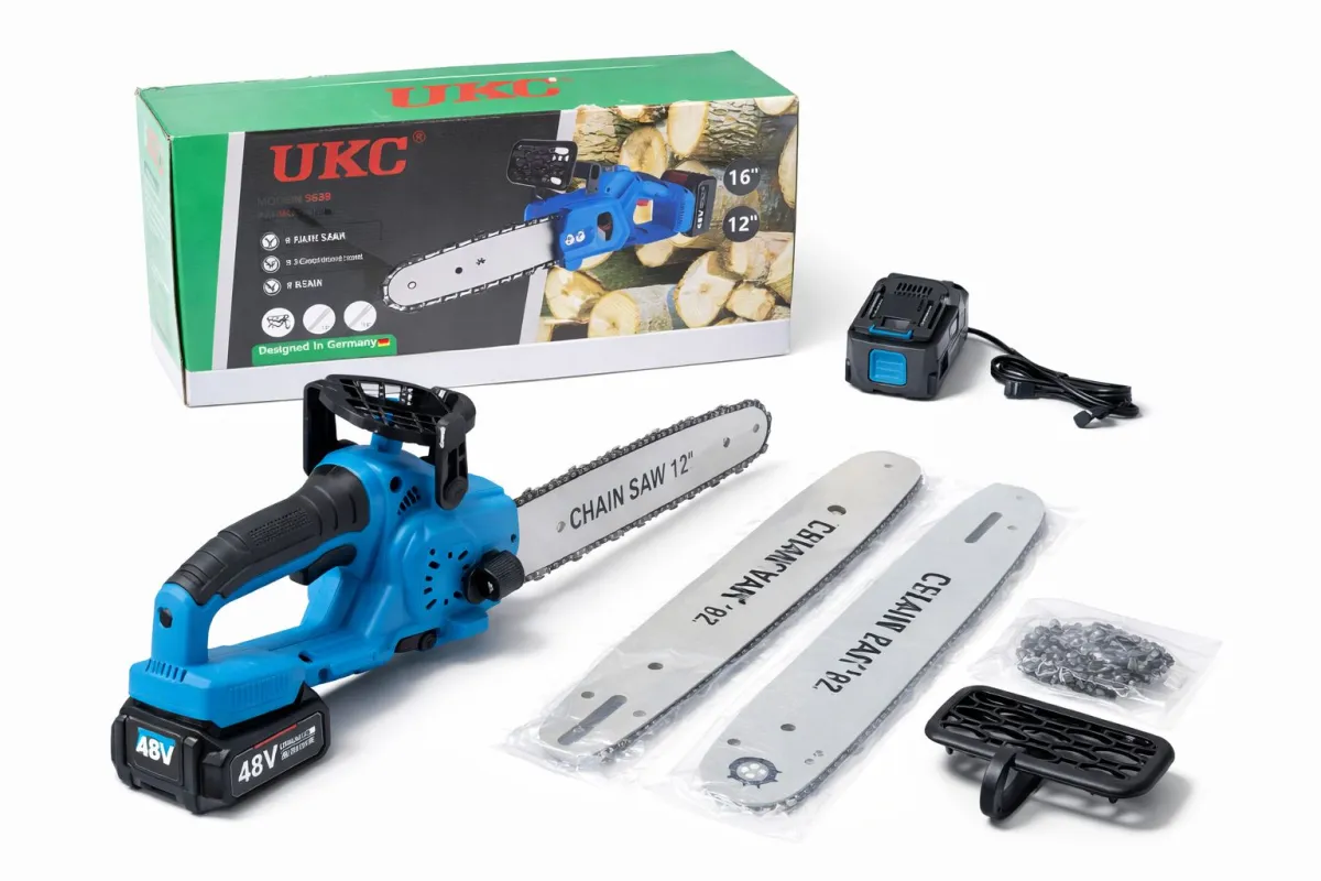 UKC 48V Cordless Chainsaw Kit with 12" & 16" Bars, 2 Batteries KDM0912