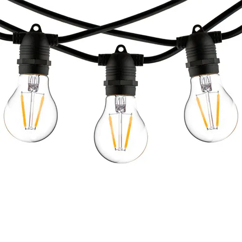 LED Outdoor Garden String 10m E27 20 Sockets 50cm Spacing