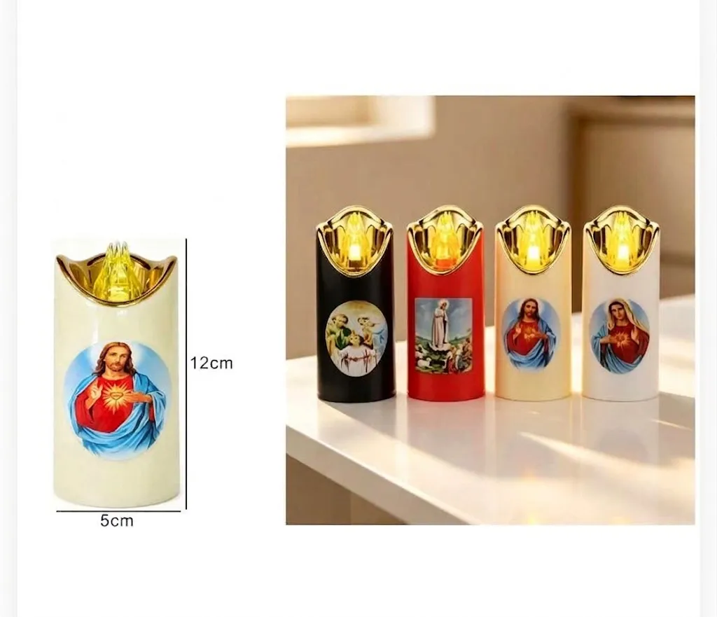 790981 🕊️ Religious Devotional LED Candle 12 cm – Safe Flameless Prayer Light