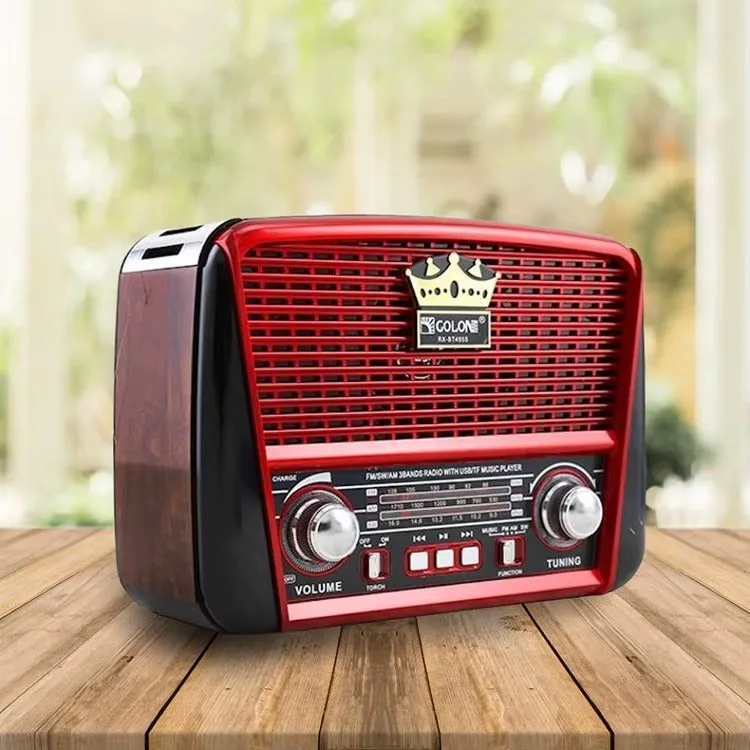 Golon RX-BT455 Portable Solar Bluetooth Radio AM/FM/SW Retro KDM0676