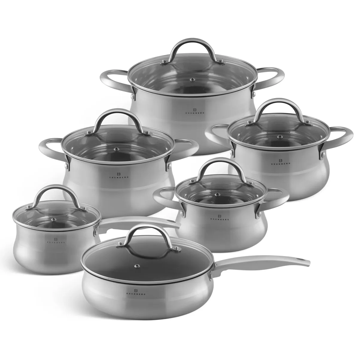 EDENBERG STAINLESS STEEL GAS INDUCTION COOKWARE SET  12 ele EB-2420