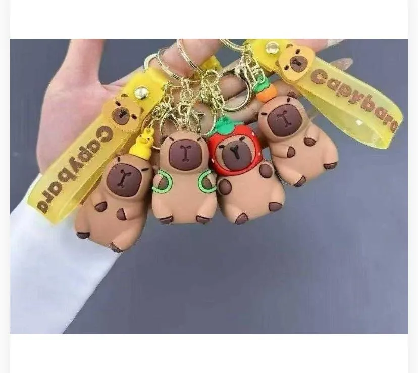 Cute Headwear & Fruit Costume Capybara Silicone Keychain Collection 787900