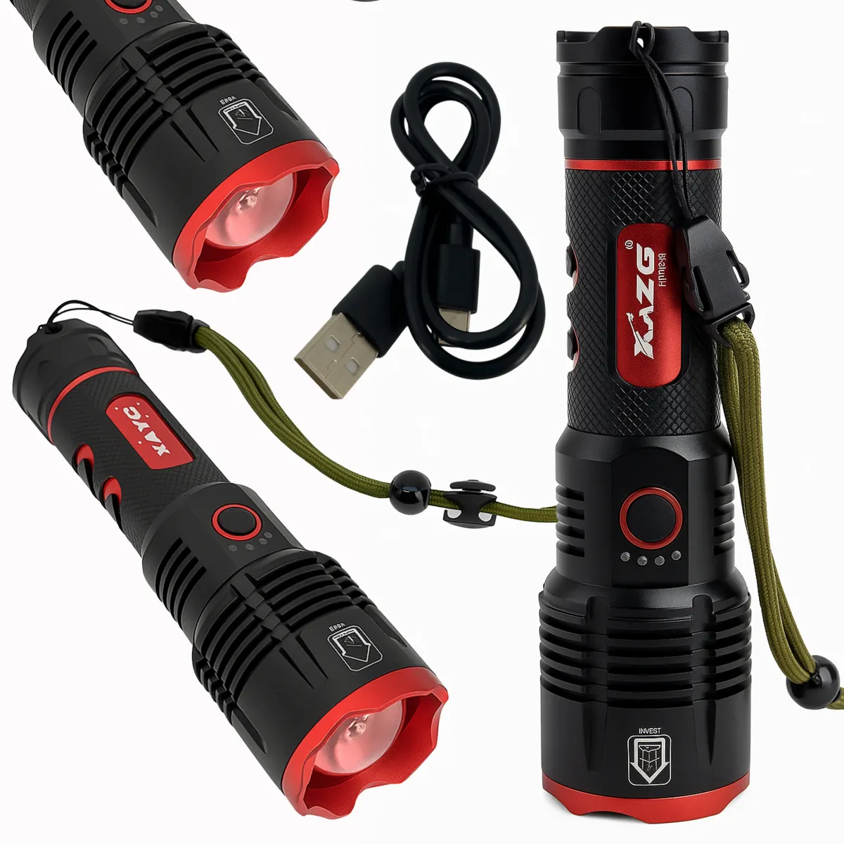 LED Tactical Flashlight with USB Charging - L090705