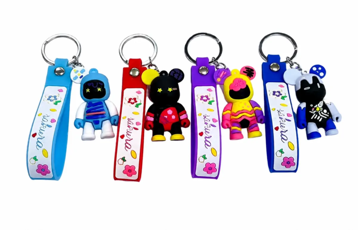 Violent Bear Keychain with Colorful Strap 4 Colour Variants