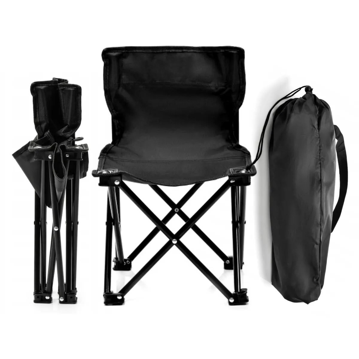 Folding Fishing Chair With Carrying Bag Portable Black - C100413