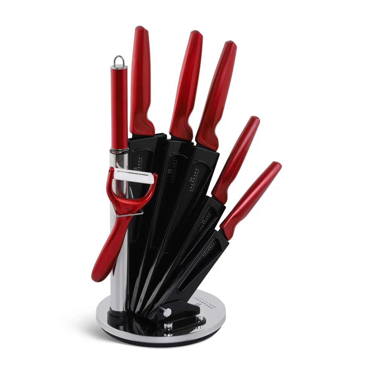 EDENBERG CARBON STEEL KNIFE SET WITH ROTATING STAND 8PCS EB-951