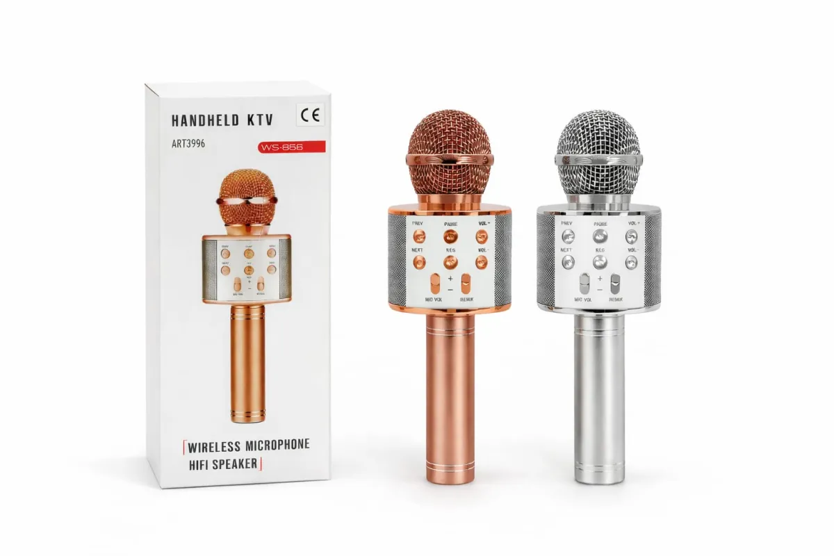 Microfone Karaokê Bluetooth sem Fio com Caixa de Som LED - Perfeito para Festas! KDM0043