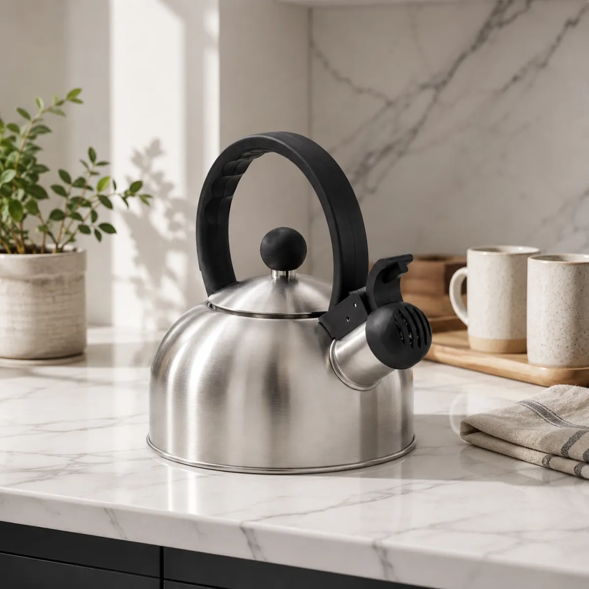 Stainless Steel Whistling Tea Kettle 1.5L Induction Compatible KB-1006