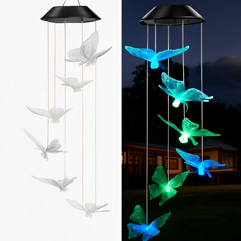 Solar Butterfly Hanging Lamps ( 6 Butterflies ) - RGB ( Multicolour ) - SL1145