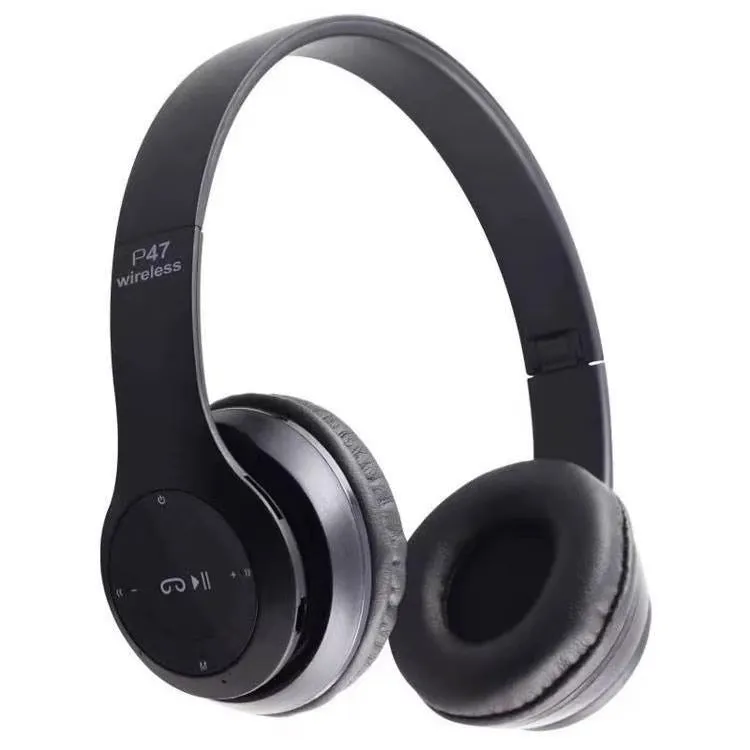 P47 Wireless Bluetooth On-Ear Headphones with Mic & LED - Foldable KDM0875
