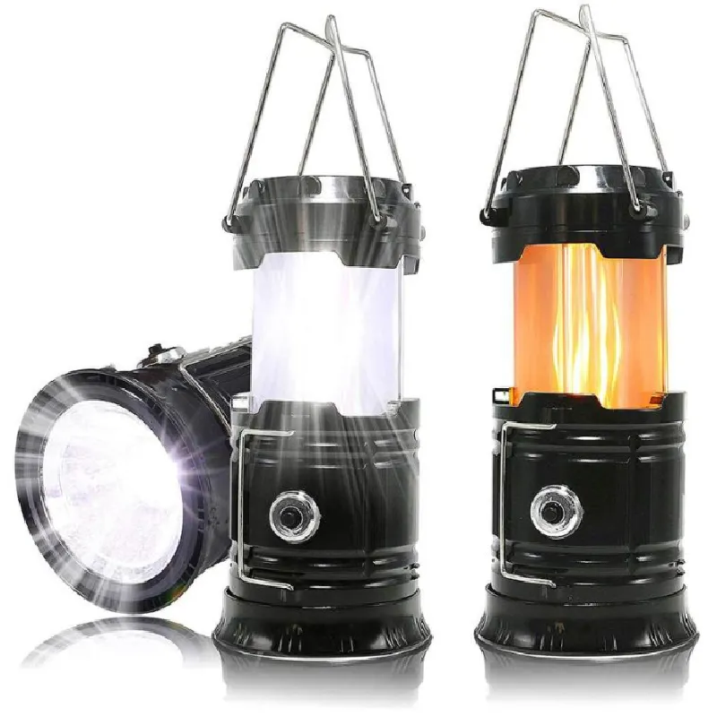 Collapsible LED Camping Lantern with Flame Effect and White Light KDM0734