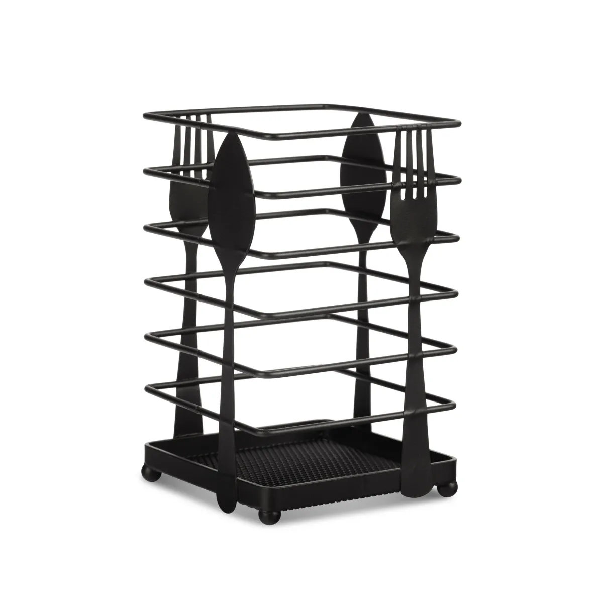 Edenberg Industrial Cutlery Tray - Cutlery Holder Black - 10x10x17 cm  EB-311