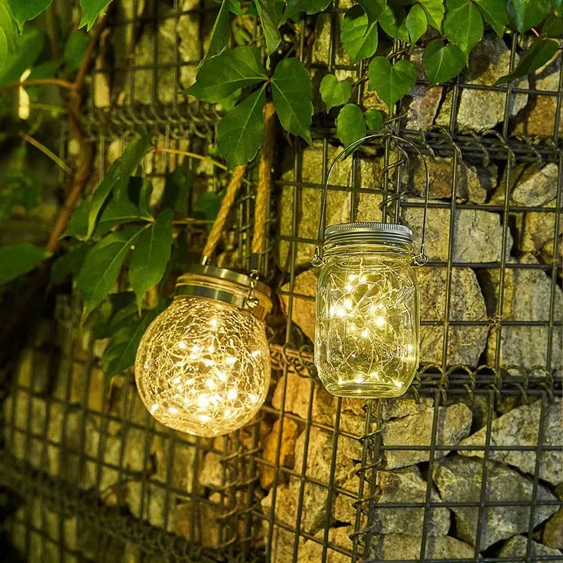 Solar Garden Light LED Crackle Glass Jar - Atmospheric Lighting KDM0762