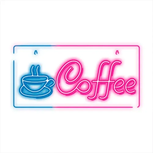 LED Neon Light Sign COFFEE Pink Blue