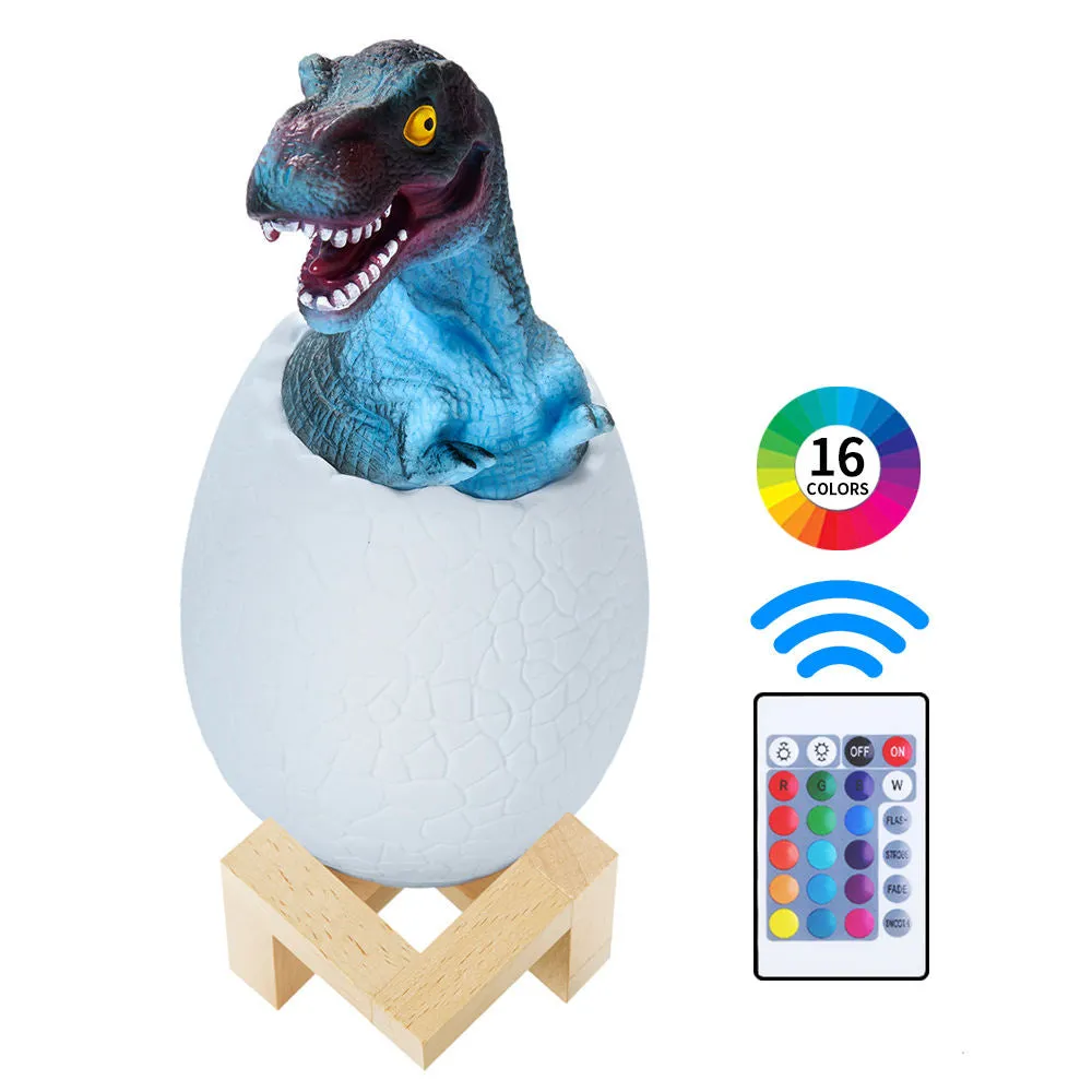 3D Dinosaur Egg LED Lamp – 16 Colors, Remote/Touch Control, Rechargeable KDM0302