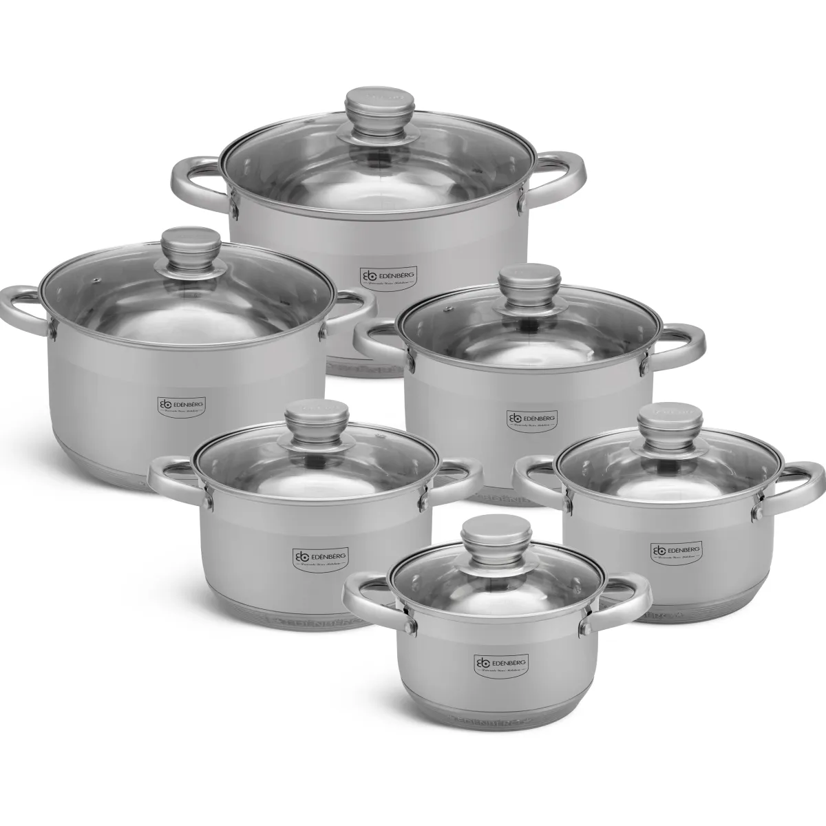 Edenberg stainless steel Cookware set 12pcs | EB-4036
