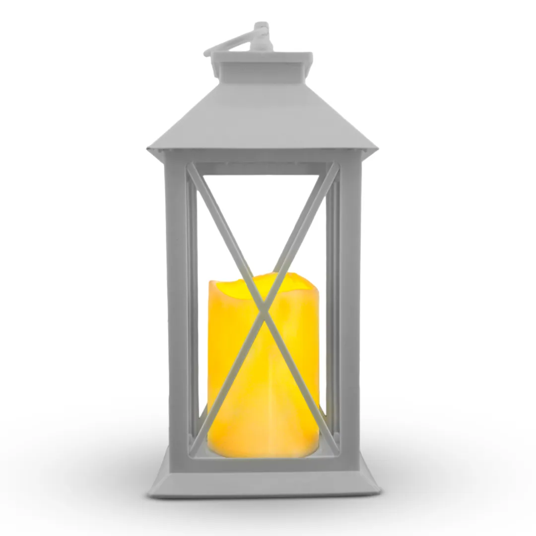 Vela farol LED decorativa 34.5CM blanca | LC1114