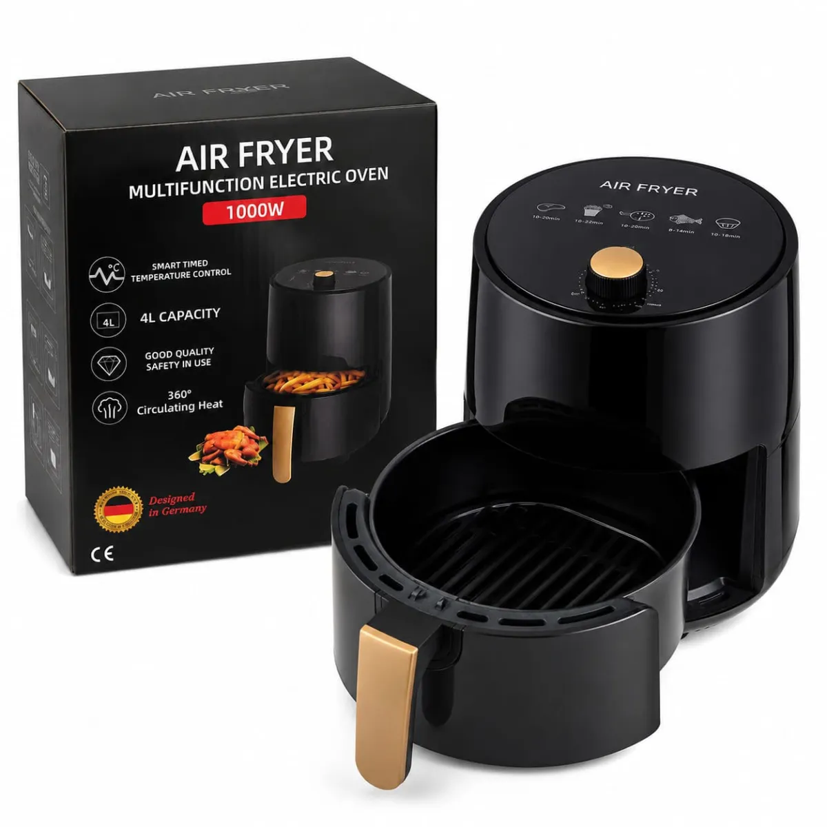 Heißluftfritteuse 1000W 4L Temperaturkontrolle KDM0129