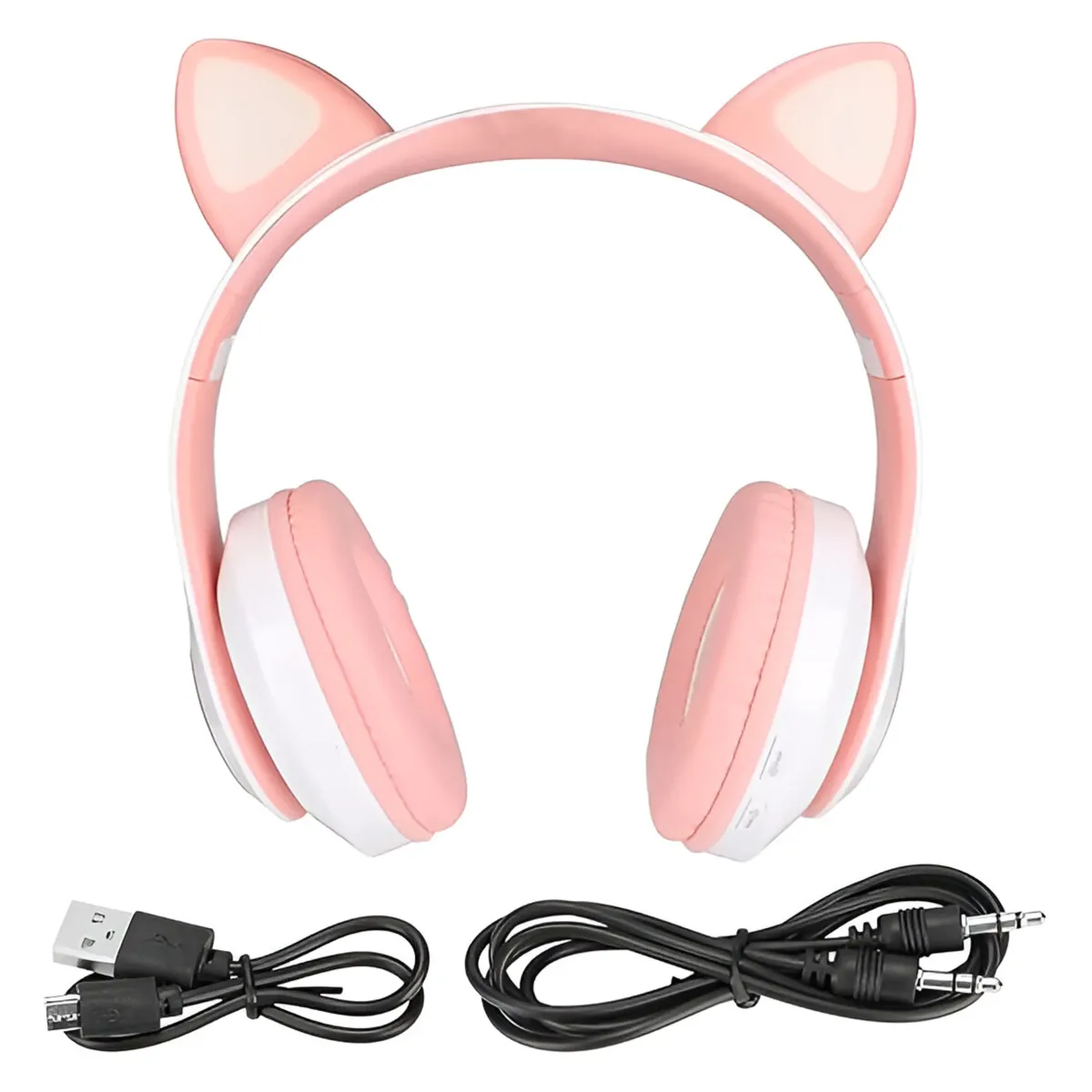 Auriculares Bluetooth inalámbricos orejas de gato con luces LED - P040261