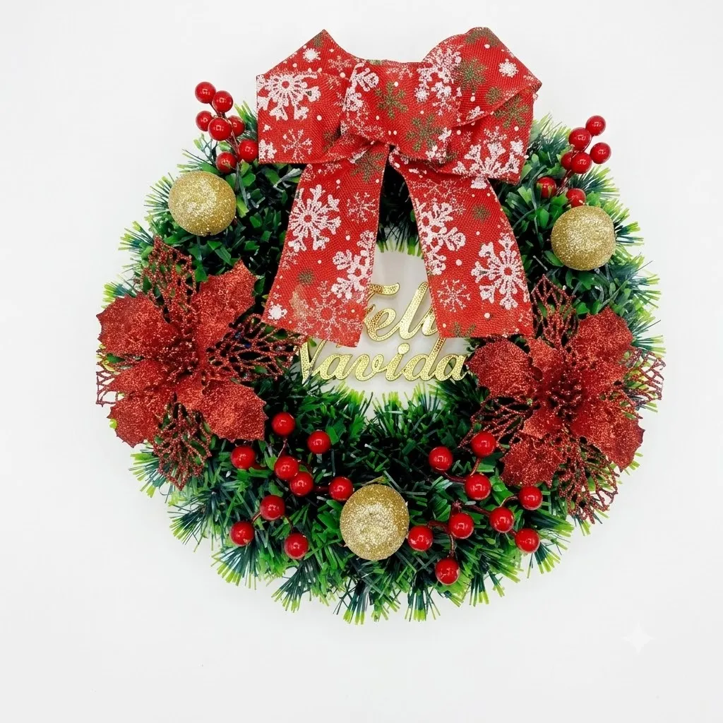Christmas Wreath 40 cm for Door with Red Bow - PX- 790777