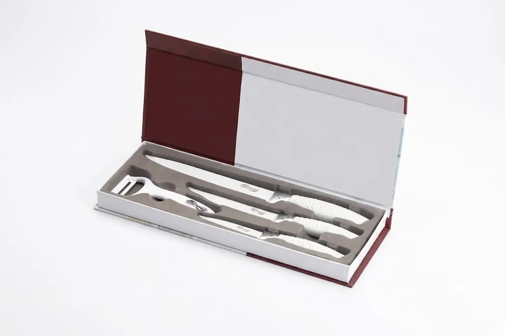 4 Piece Knife Set With Box White  - SH-9999-W