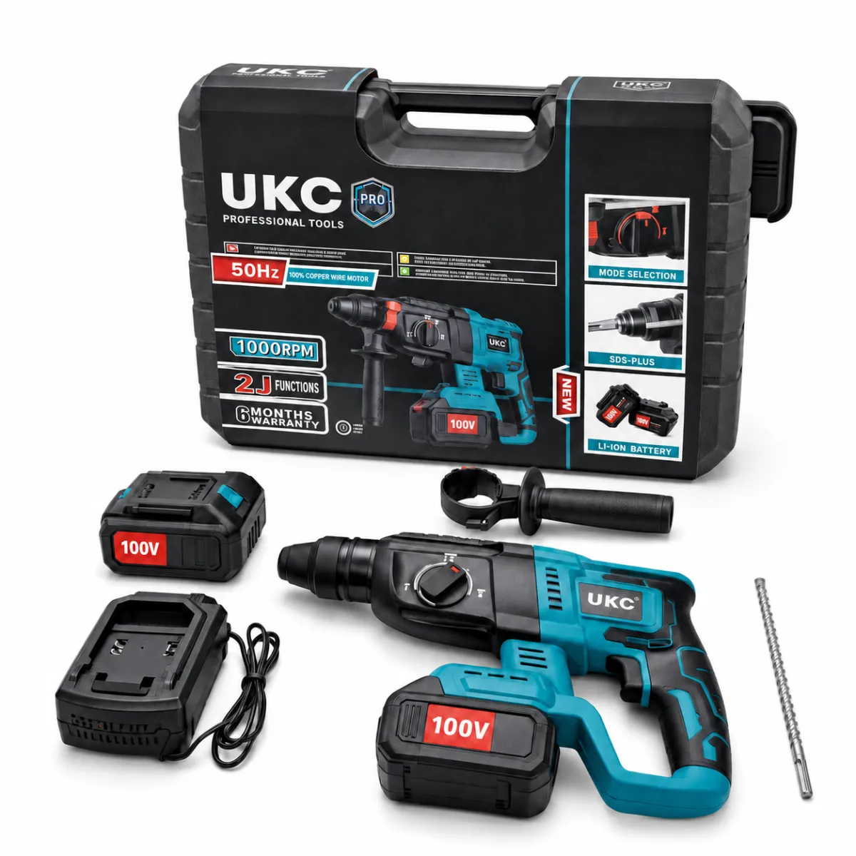 UKC 100V Cordless Rotary Hammer Drill SDS-Plus Kit | Drilling & Hammering KDM0450