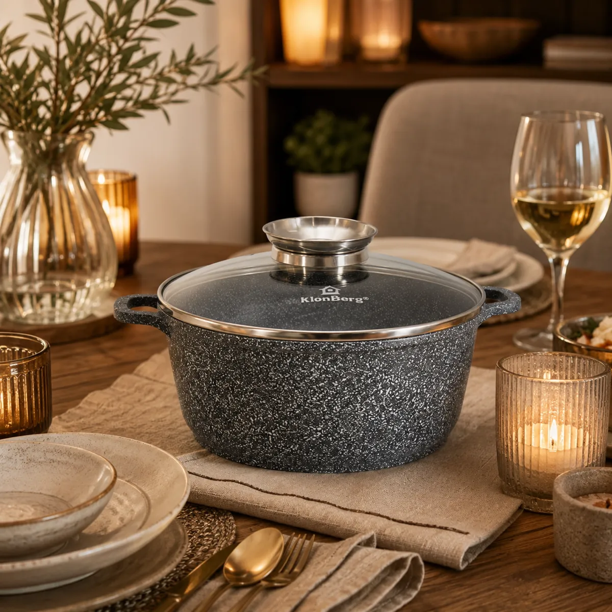 Ceramic Marble Soup Pot 1.3L Induction Cooking Pot 16cm KlonBerg KB-3901