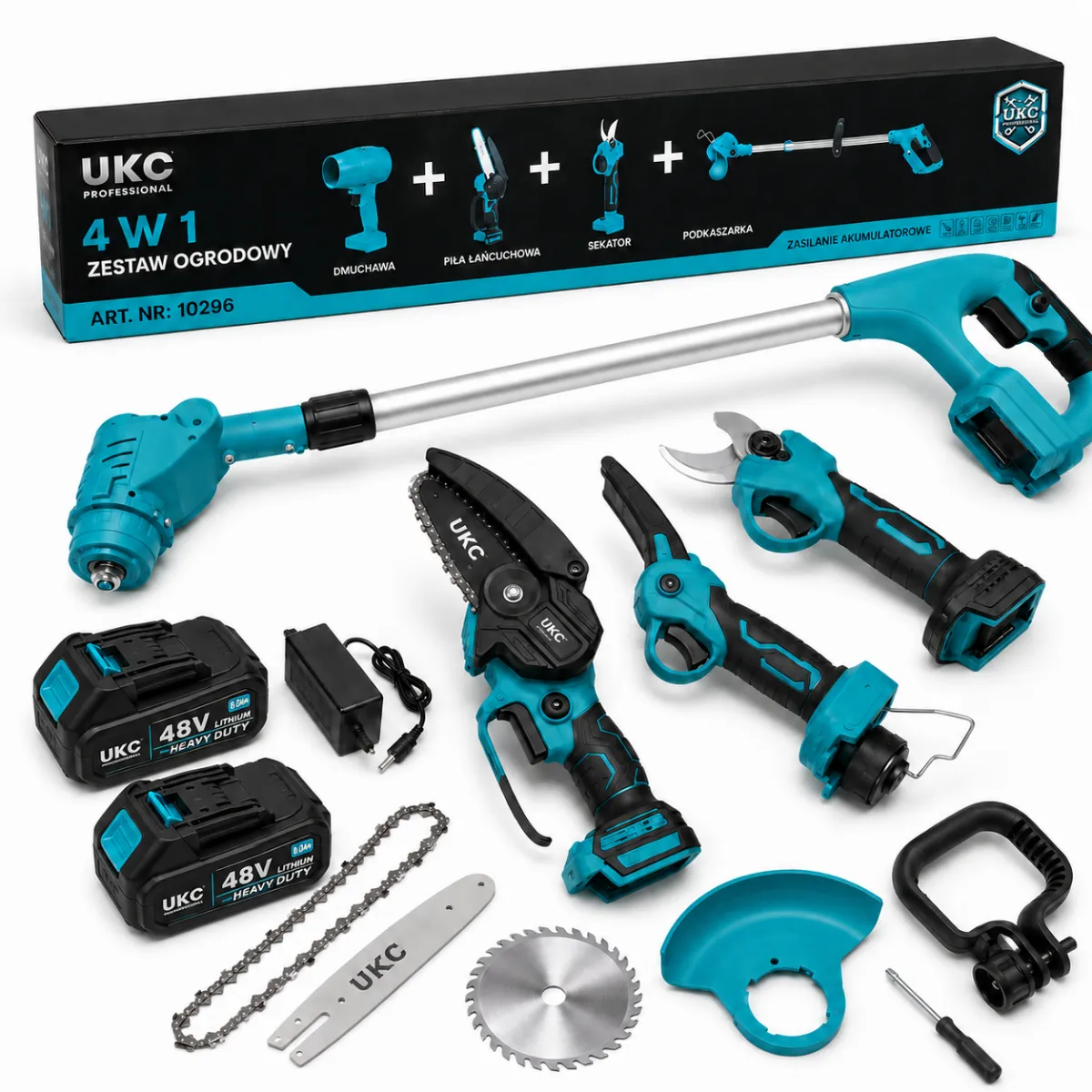 UKC 4-in-1 Cordless Garden Multi-Tool Set - Blower, Chainsaw, Pruner, Trimmer/Mower KDM0914