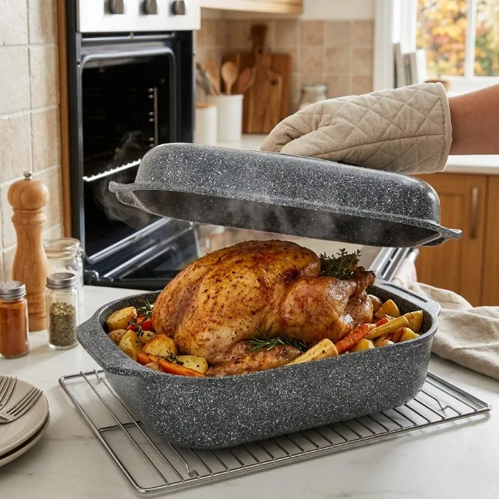 Roaster Pan 34CM Ceramic Marble Non-Stick Aluminium