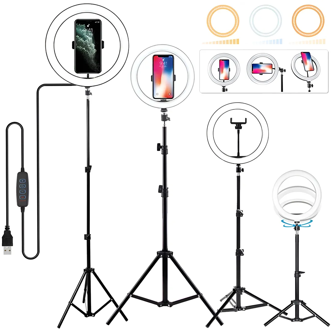 TRIPOD 160 CM SELFIE PHONE HOLDER WITH LED RING LAMP 80W - MPA1112