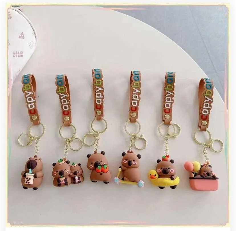 787901Playful Everyday Activities Capybara Silicone Keychain Collection