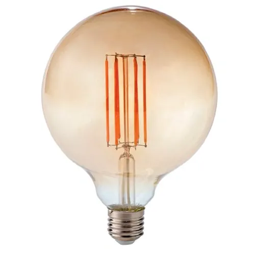LED Dimmable Filament Bulb E27 G125 12W 1320lm 3000K 360° Amber