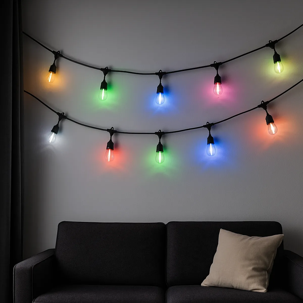 Garden light garland with 10 multi-color LED bulb  - L090922
