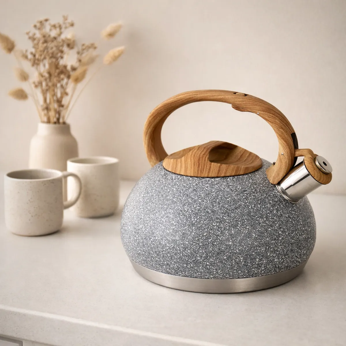 Stainless Steel Whistling Kettle 3L Grey for Induction KB-6608