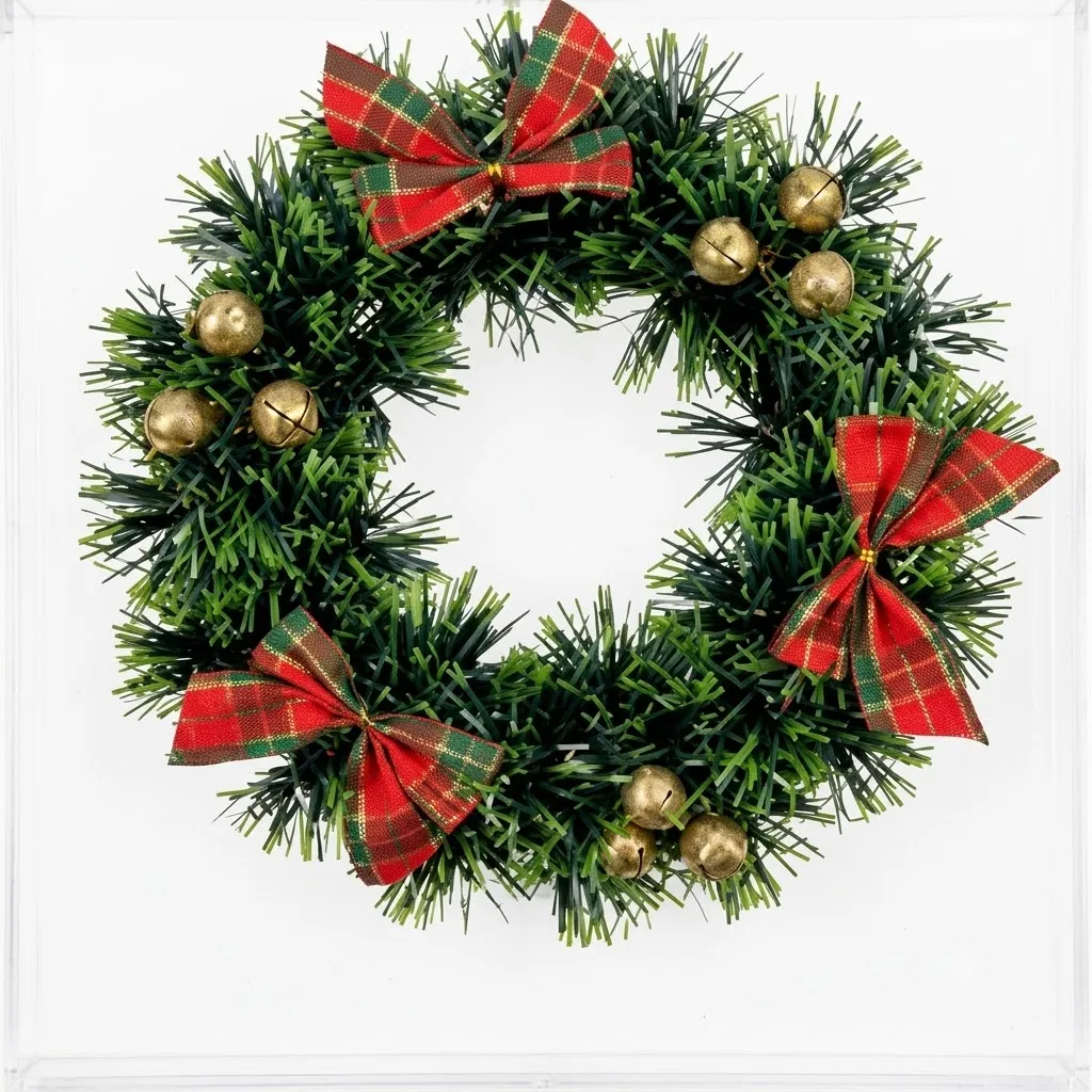 Christmas Wreath 25 cm with Decorative Red Green Bows - PX- 790766
