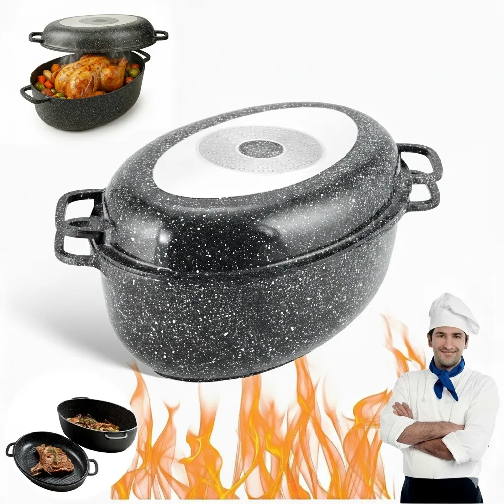 Edenberg Roaster 8l 38cm Ceramic Marble Non-Stick Coating EB-4604