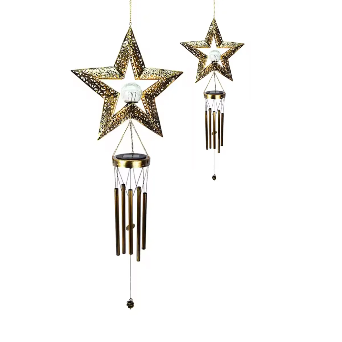 Solar Hanging Star Decoration with Wind Chimes LED Garden Waterproof 1 pcs.