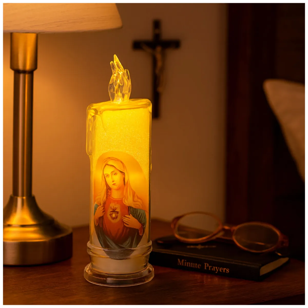 Religious LED Candle – 3 Variants – 18 CM – 12 PCS – L090593