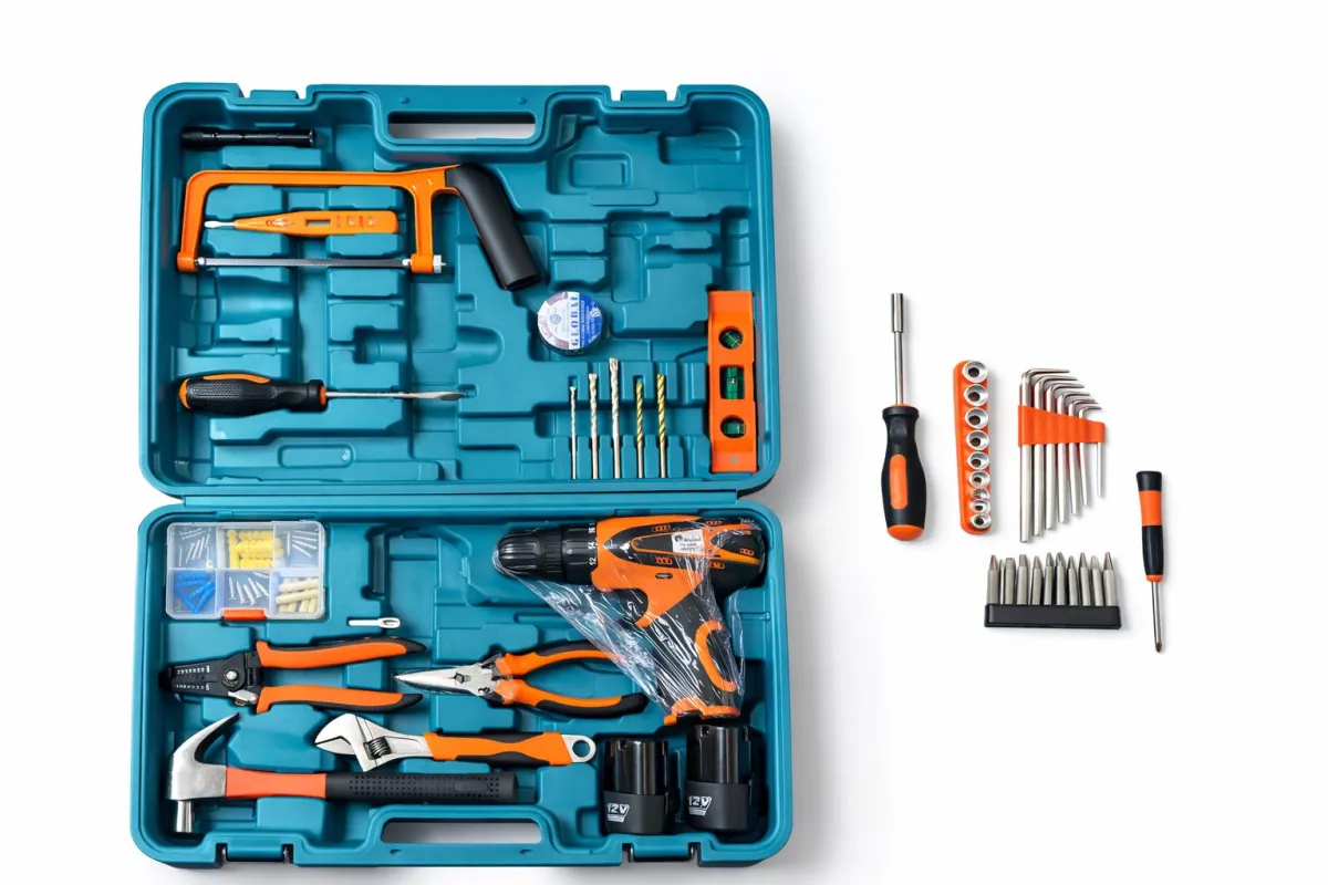 54-Piece Home & Workshop Tool Kit with Cordless Drill KDM1038
