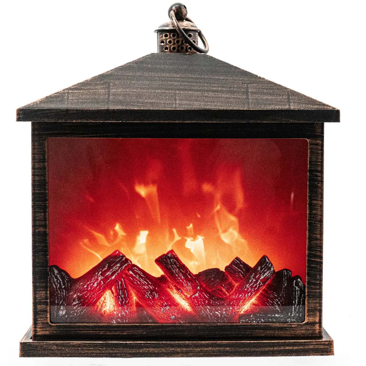 LED FIREPLACE LANTERN WITH FLAME EFFECT 38CM - LC1138