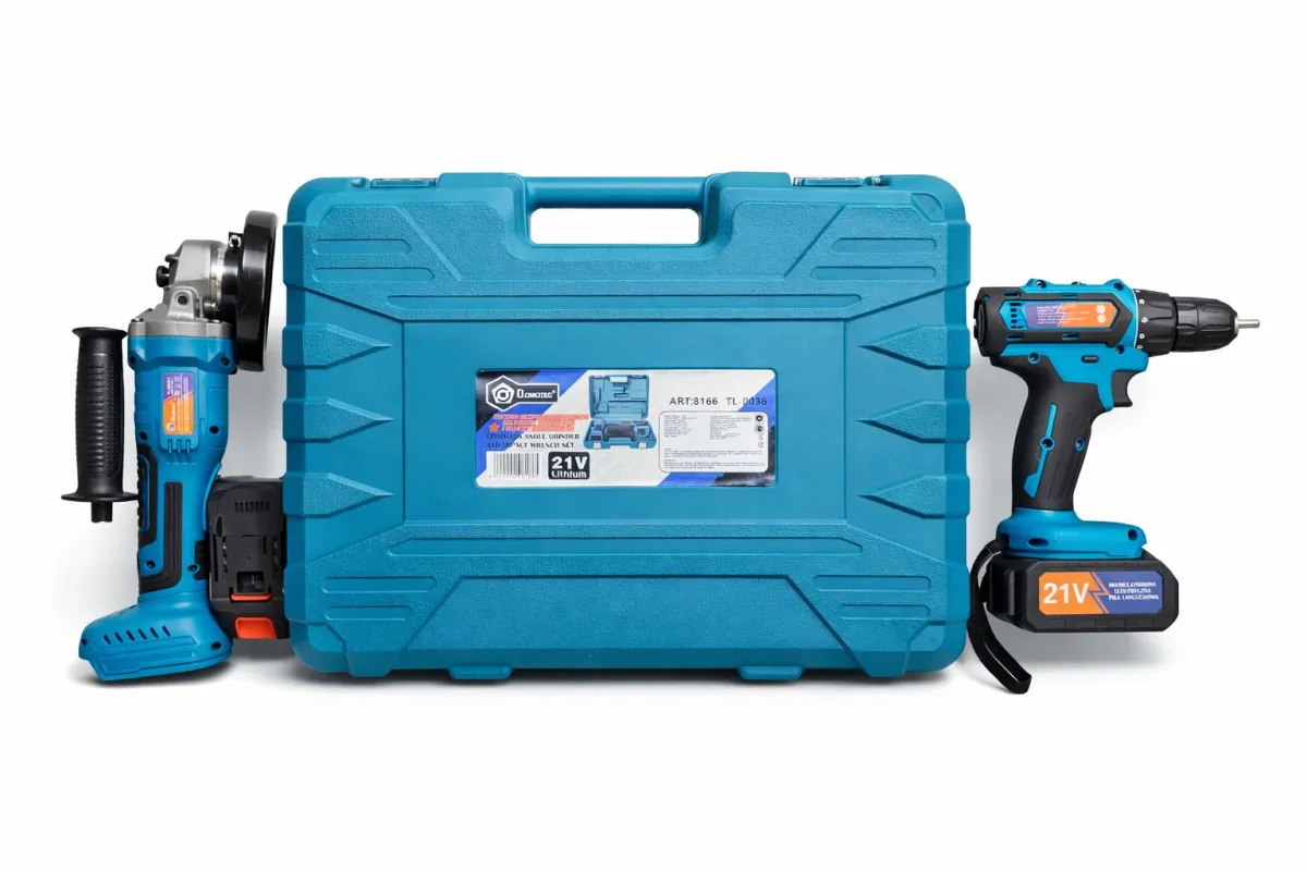 21V Cordless Angle Grinder & Drill Driver Kit