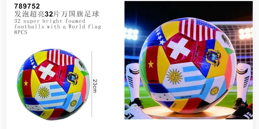 World Flag 32-Panel Soft Foamed Soccer Ball / Football (8-Piece Set)