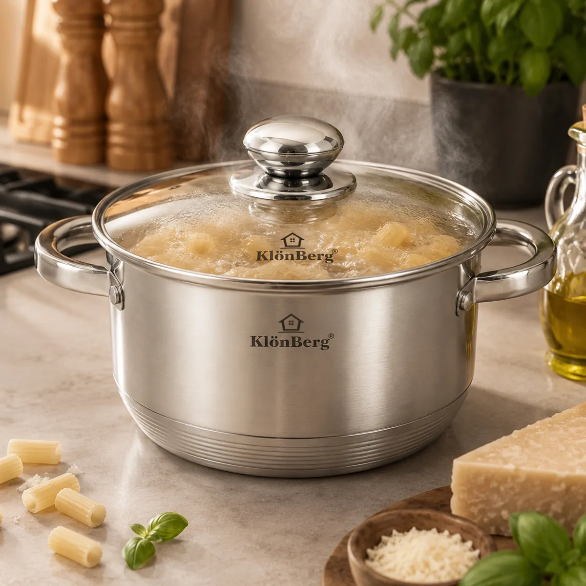 Stainless Steel Cooking Pot 4.45L with Glass Lid