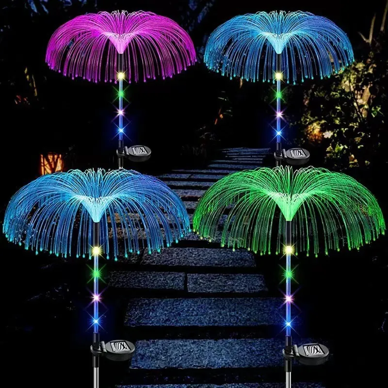 Solar Jellyfish Lamp Single Line With Steam Light - RGB (Multicolor) - 2 Pcs - L090550
