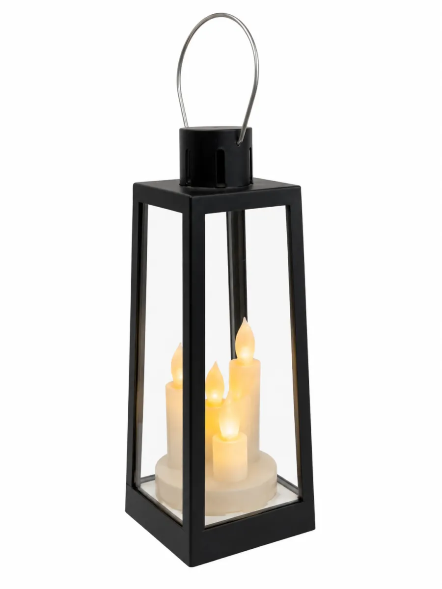 Lanterna LED nera design tripla candela