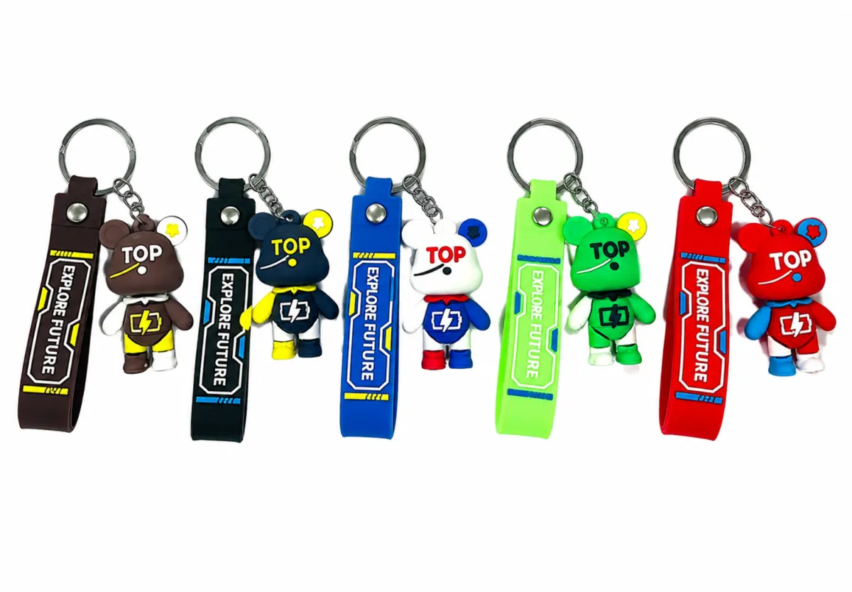 Character Keychain with Printed Strap – 6 Colour Variants