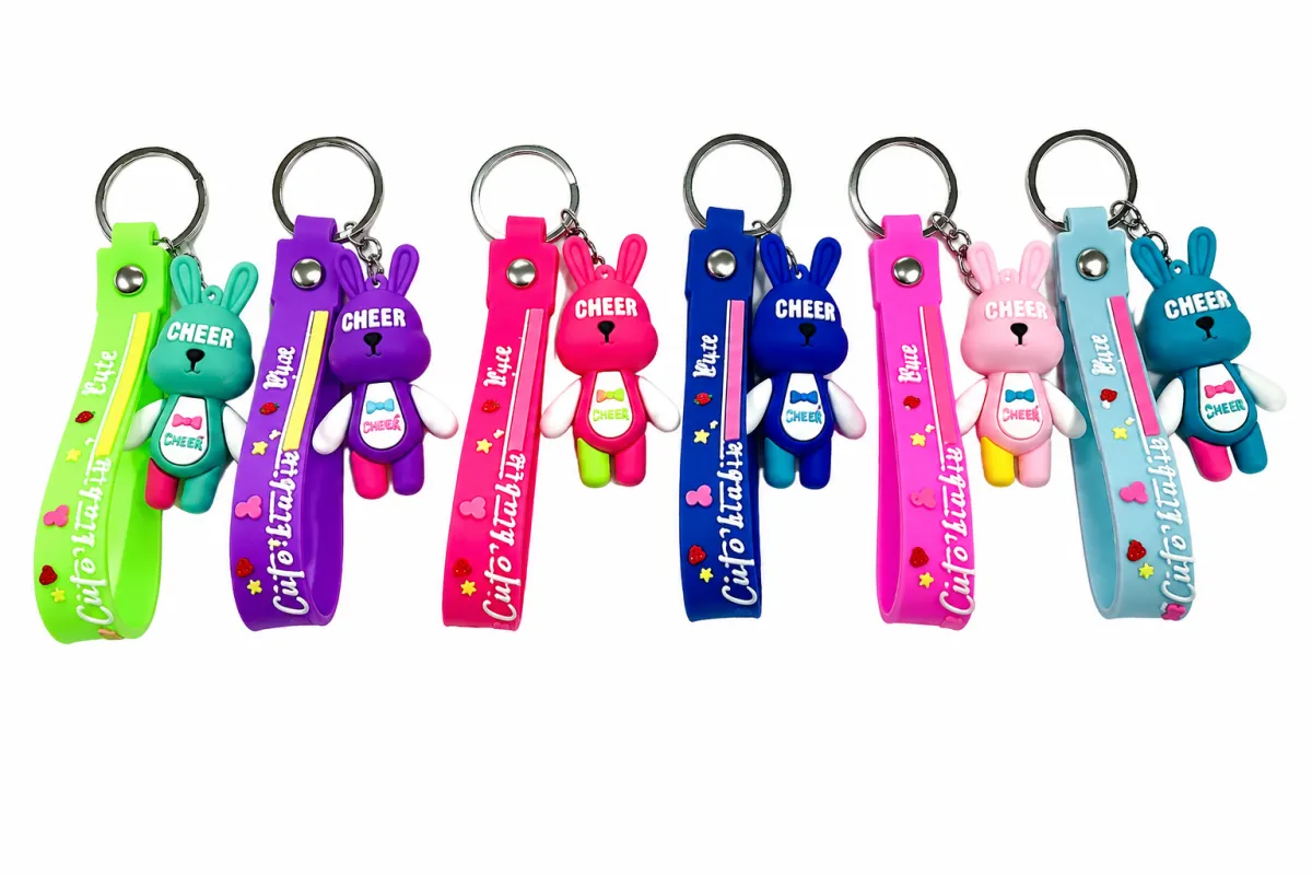 Rabbit Keychain with Colorful Strap 6 Colour Variants